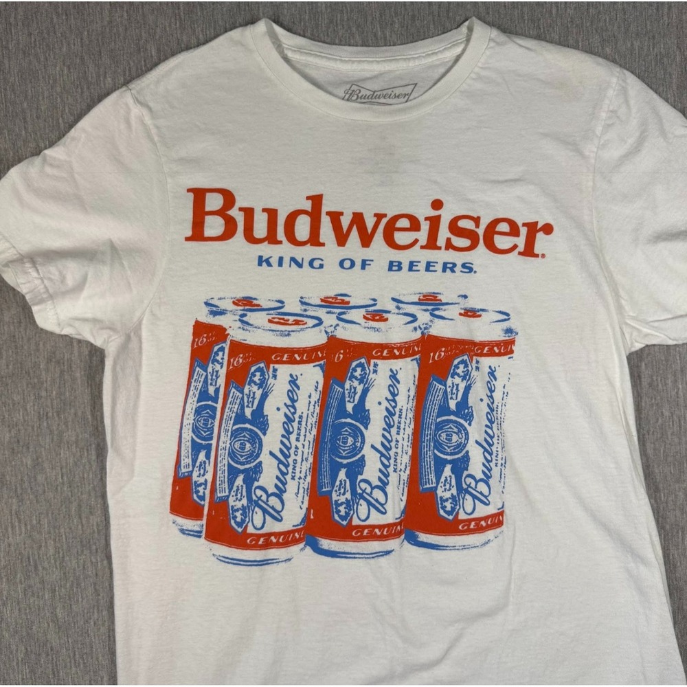 Budweiser King of Beers Graphic T‎ Shirt Small White Beer Tee